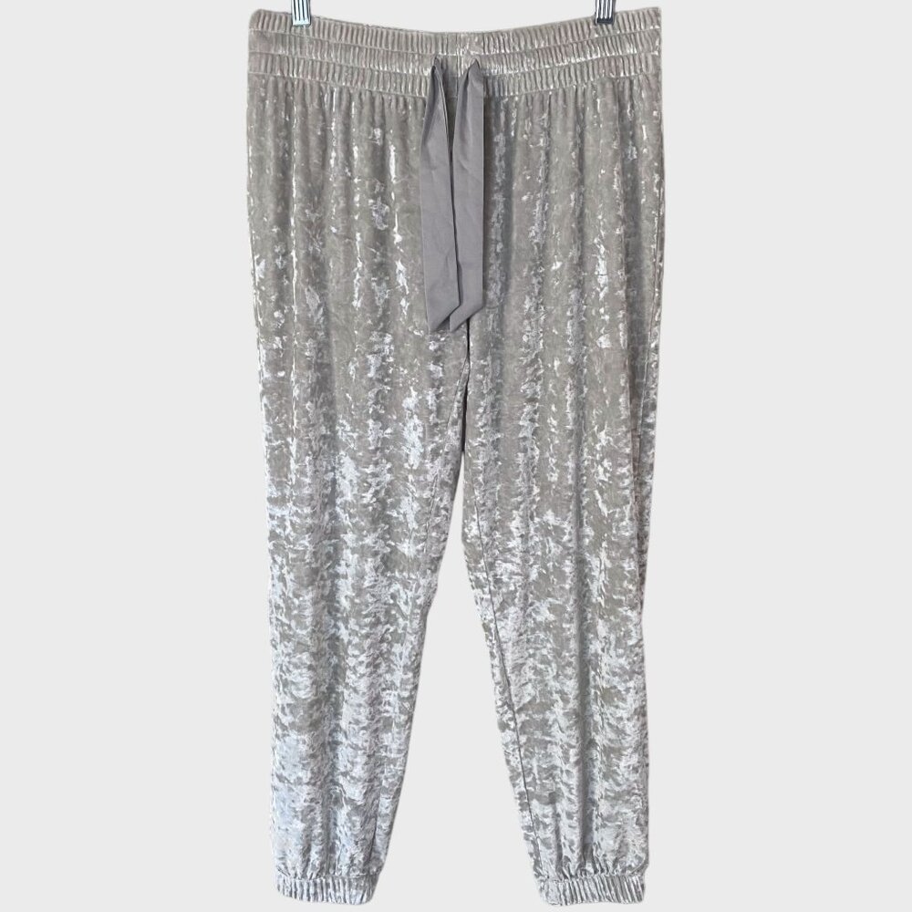 Victoria's Secret Crushed Velvet Pajama Jogger Pants Silver Women's Size Medium